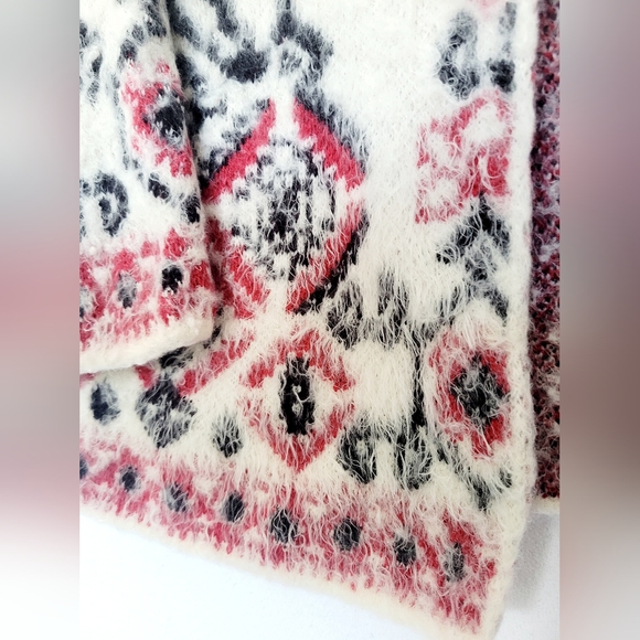 Knox Rose Women's Open Front Cardigan Nordic/Isle Pattern Fuzzy/Eyelach Medium - Picture 13 of 16